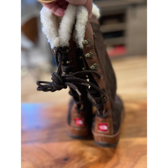 North Face Primaloft Brown Leather Boots - Size 6 - Picture 3 of 6